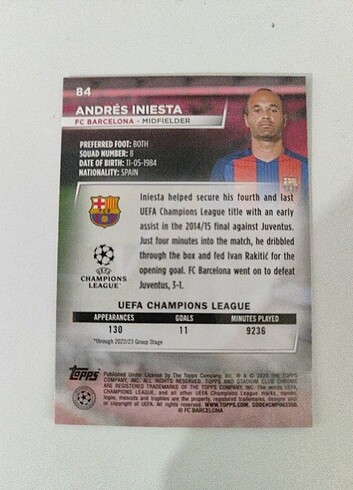  topps stadium chrome andreas iniesta