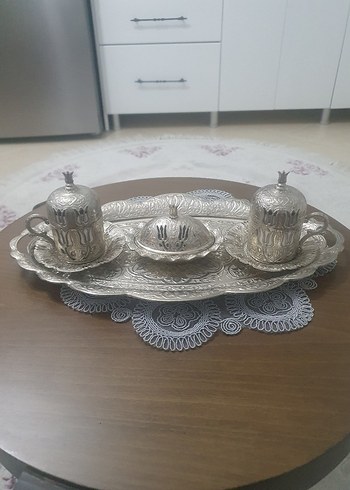 Osmanlı Motifli Alman Gümüşü İşlemeli Türk Kahvesi Fincan Takımı