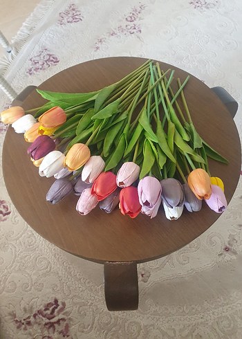  Beden çeşitli Renk Pastel Renkli Dekoratif Islak Lale Demeti (33 Adet)