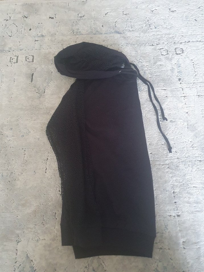 Dantel Detaylı Siyah Kapüşonlu Sweatshirt. 42 Beden. - Görsel 2