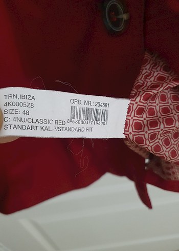 Kadın Kırmızı Midi Düğmeli Trençkot. 48 BEDEN - Görsel 4