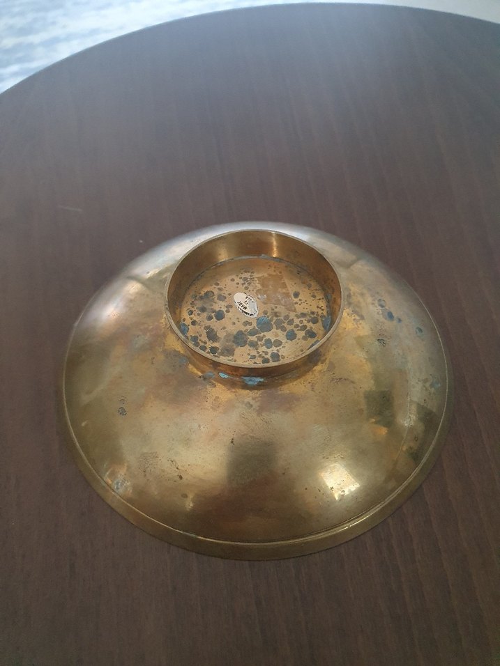 Renkli Desenli Yuvarlak Tabak Pirinçten - Görsel 3