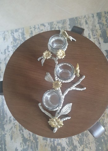  Beden altın Renk Pirinçten Altın Renkli Parlak Mumluk Seti