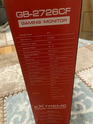 Gamebooster 27inç Monitör 240Hz 1Ms curved GB2726 - Görsel 2