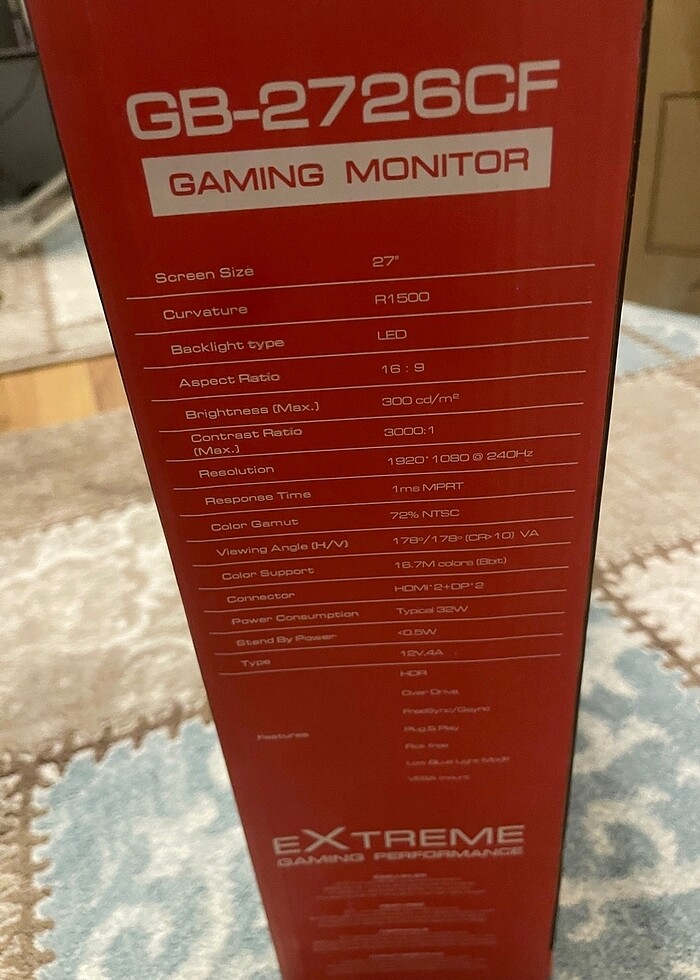 Gamebooster 27inç Monitör 240Hz 1Ms curved GB2726 - Görsel 2