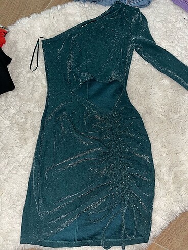 Pull and Bear yesil elbise