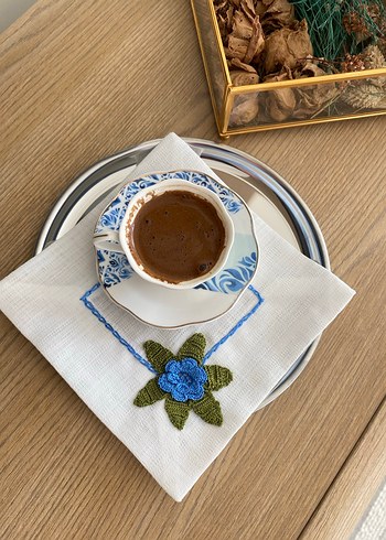 Mavi Nakışlı Bohem Peçete