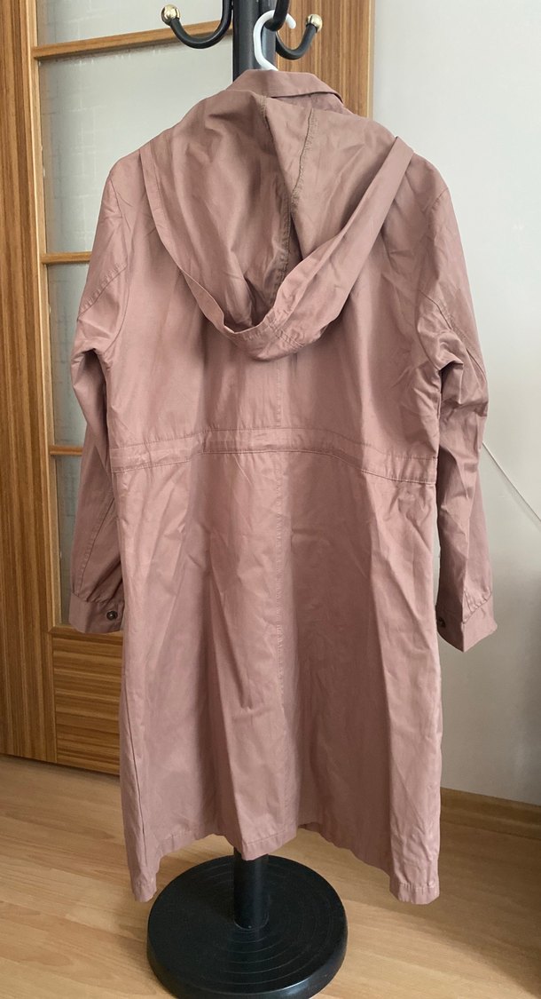 Bej Midi Kadın Trençkot Düğmeli Kapüşonlu - Görsel 3