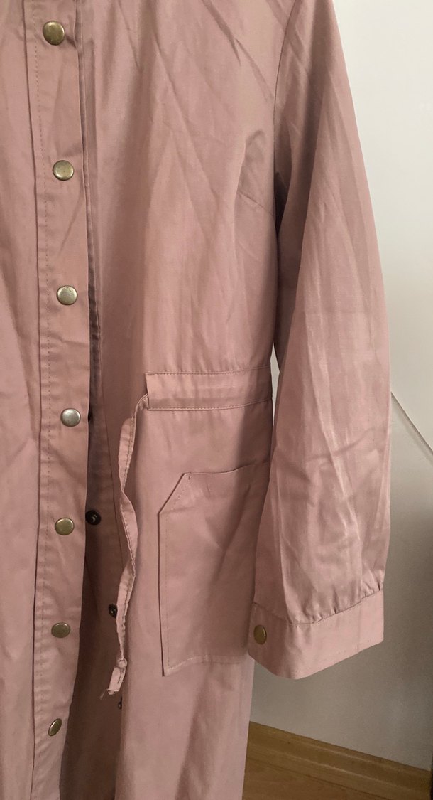 Bej Midi Kadın Trençkot Düğmeli Kapüşonlu - Görsel 2