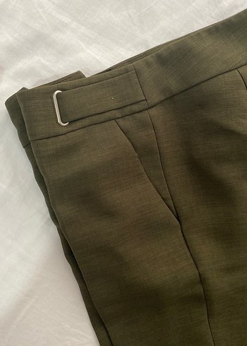 Haki yeşil havuç kesim kumaş pantolon - Görsel 2