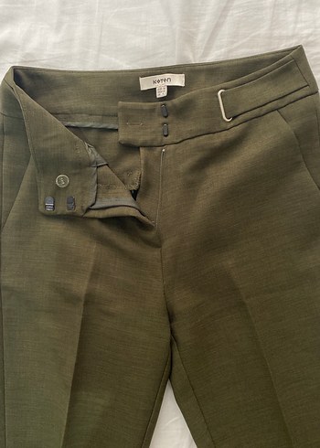 Haki yeşil havuç kesim kumaş pantolon - Görsel 5