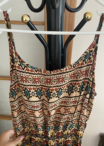 Bohem Tarzı Desenli Uzun Elbise - Görsel 4