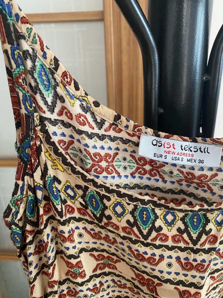 Bohem Tarzı Desenli Uzun Elbise - Görsel 2