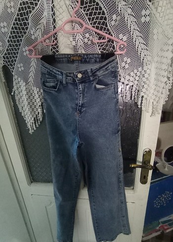 Mavi Düğmeli dar Kesim Kadın Kot Pantolon - Görsel 5