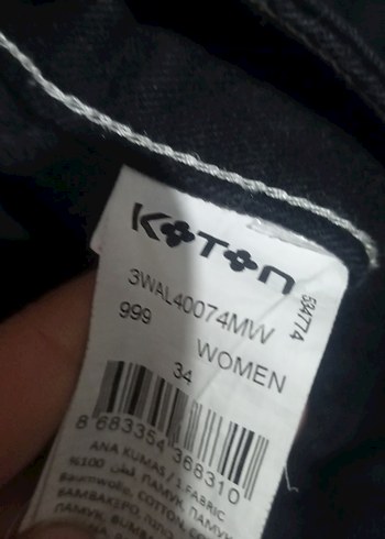 Koton Siyah Baskılı Kadın Slim Fit Jean - Görsel 3