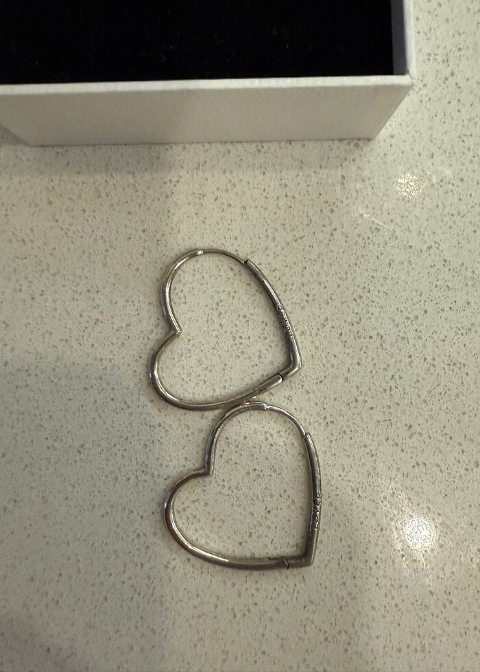 Pandora kalp gümüş küpe - Görsel 4