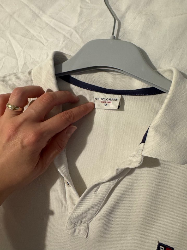 Düğmeli Beyaz Erkek Polo Tişört - Görsel 2