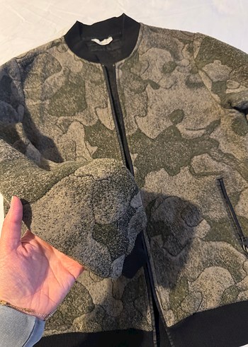 Gri Kamuflaj Fermuarlı Bomber Ceket - Görsel 4