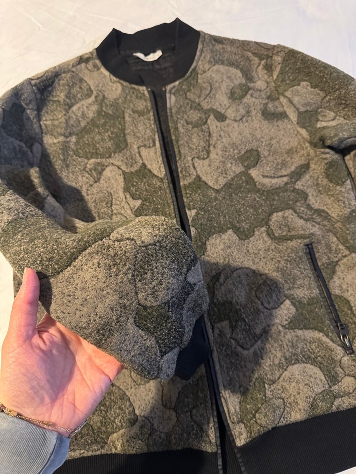 Gri Kamuflaj Fermuarlı Bomber Ceket - Görsel 4