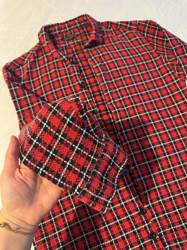 Kırmızı Tüvit Uzun Kollu Gömlek - Görsel 3