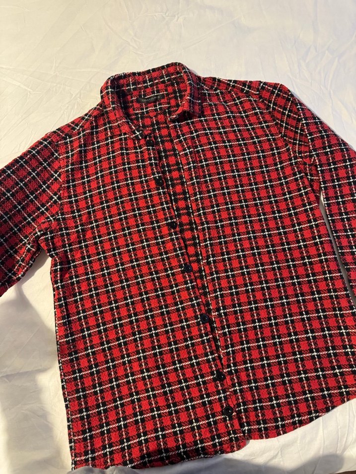 Kırmızı Tüvit Uzun Kollu Gömlek - Görsel 5