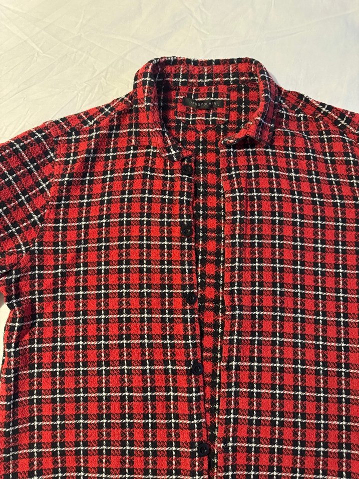 Kırmızı Tüvit Uzun Kollu Gömlek - Görsel 4