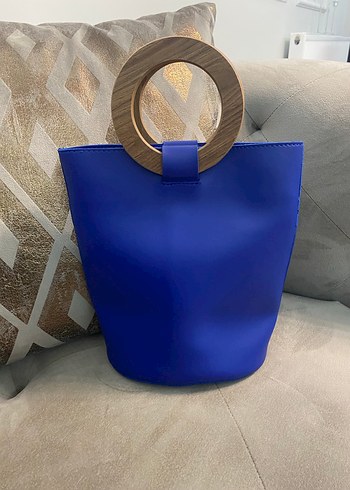 Mavi Deri Kadın El Çantası - Görsel 2