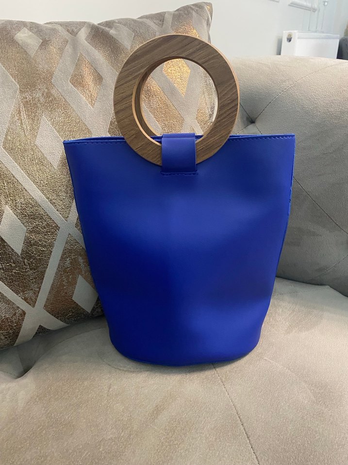 Mavi Deri Kadın El Çantası - Görsel 2