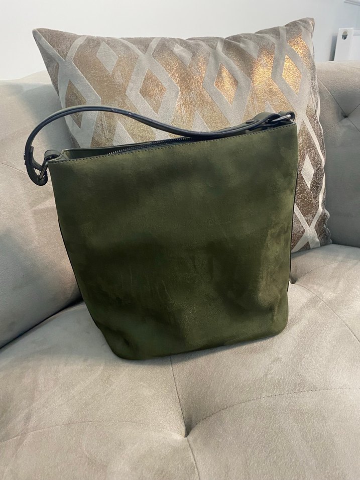 Yeşil Süet Kadın Çanta Tokalı - Görsel 2