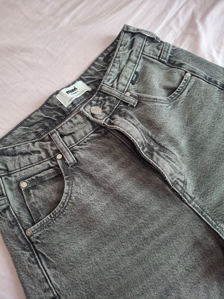 Mavi Yüksek Bel Koyu Gri Denim Jean — görsel 3/10