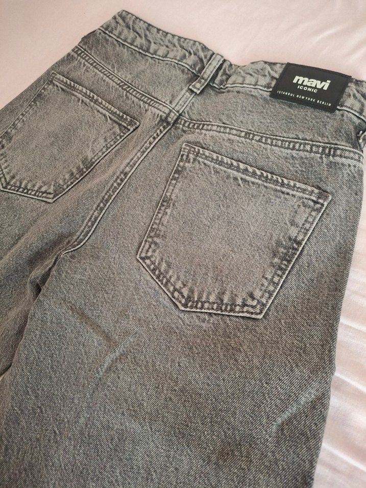 Mavi Yüksek Bel Koyu Gri Denim Jean — görsel 5/10