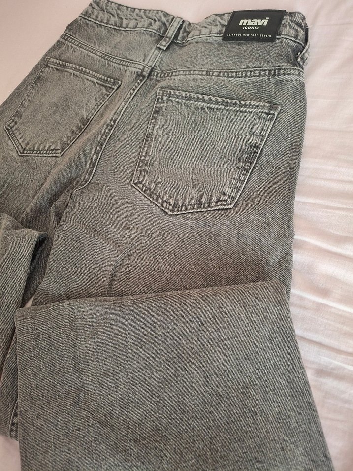 Mavi Yüksek Bel Koyu Gri Denim Jean — görsel 9/10