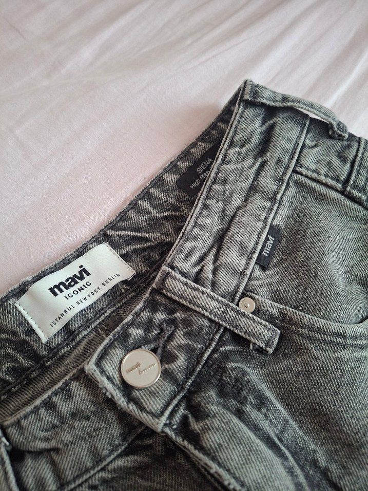 Mavi Yüksek Bel Koyu Gri Denim Jean — görsel 4/10