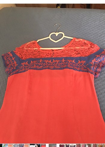 Kırmızı Dantel Detaylı Bohem Midi Elbise - Görsel 2