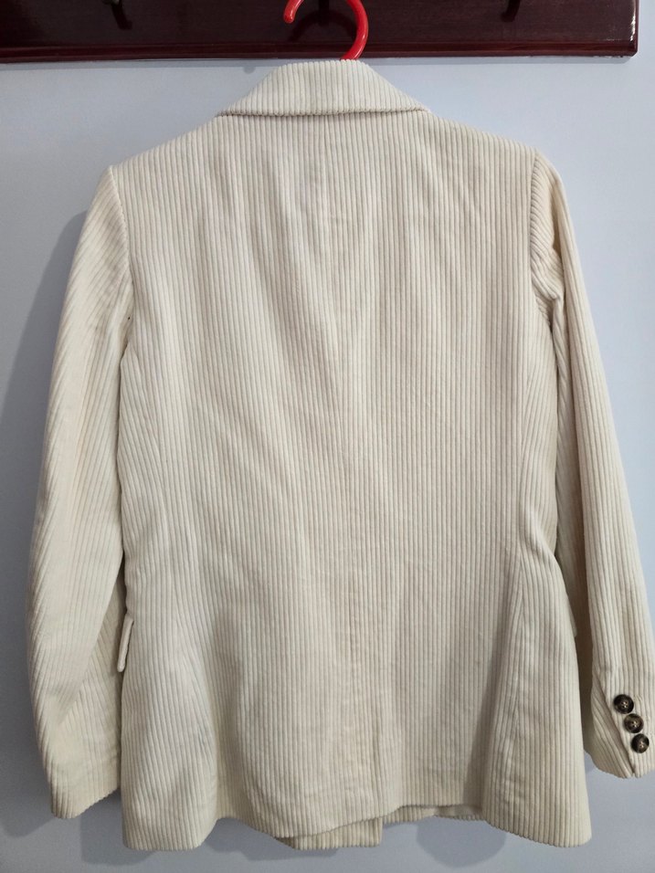 Bej Kadın Düğmeli Midi Blazer Ceket - Görsel 2