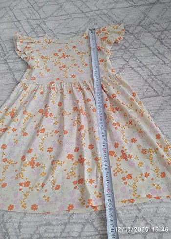 Kız Çocuk Beyaz Çiçekli Fırfırlı Elbise - Görsel 3