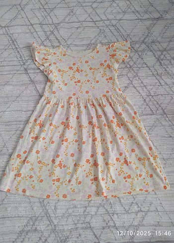 Kız Çocuk Beyaz Çiçekli Fırfırlı Elbise - Görsel 2