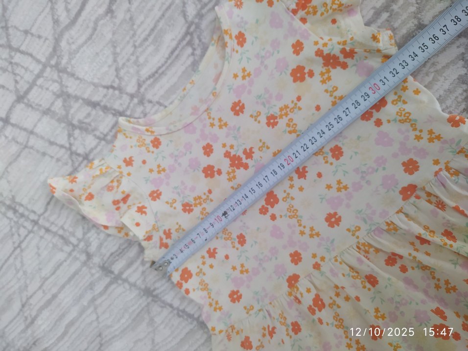 Kız Çocuk Beyaz Çiçekli Fırfırlı Elbise - Görsel 4