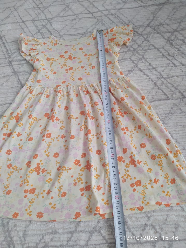 Kız Çocuk Beyaz Çiçekli Fırfırlı Elbise - Görsel 3