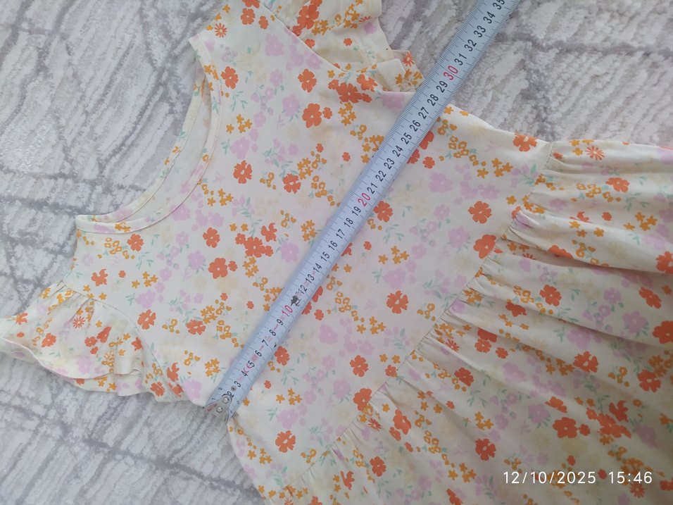 Kız Çocuk Beyaz Çiçekli Fırfırlı Elbise - Görsel 5