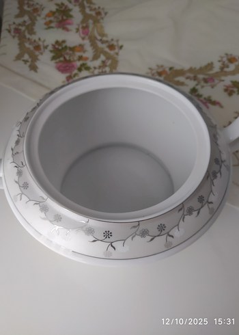 İşlemeli Gri Desenli Beyaz Çorba Kasesi - Görsel 4