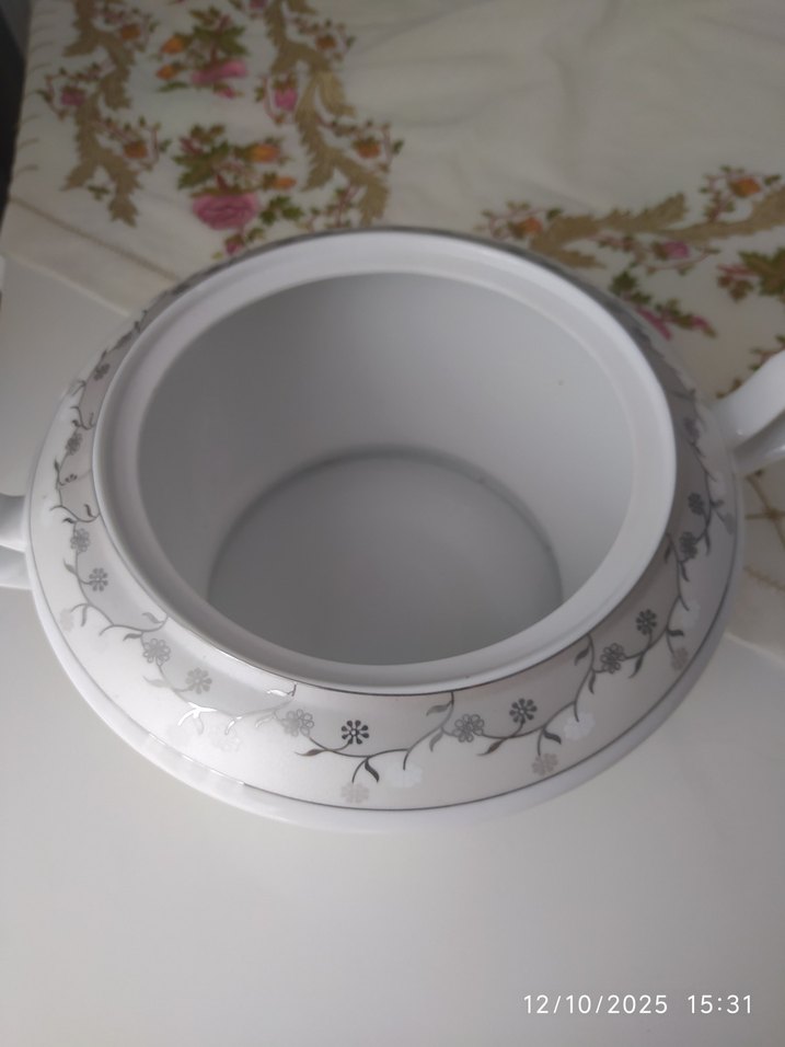 İşlemeli Gri Desenli Beyaz Çorba Kasesi - Görsel 4