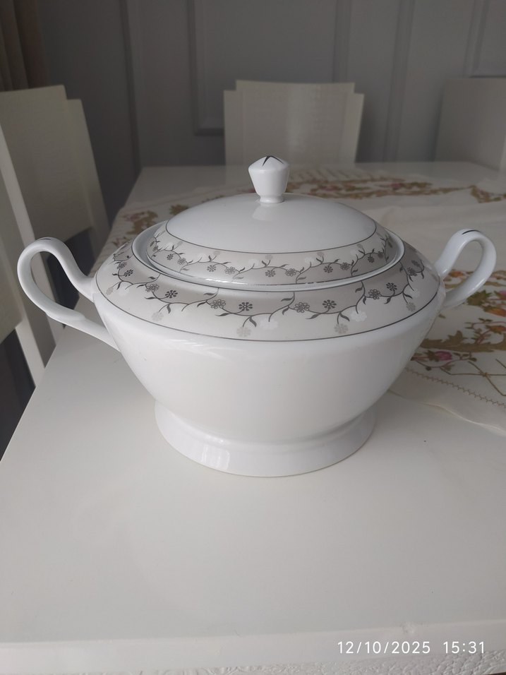 İşlemeli Gri Desenli Beyaz Çorba Kasesi - Görsel 2