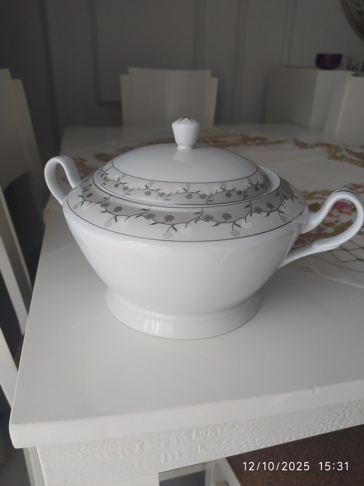 İşlemeli Gri Desenli Beyaz Çorba Kasesi - Görsel 5