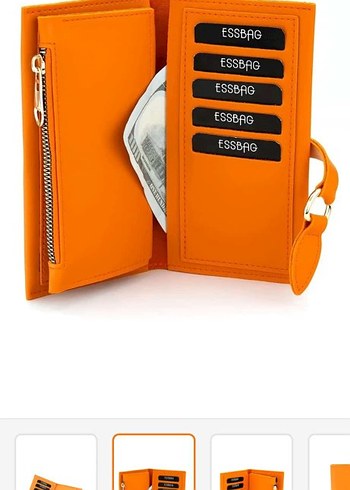 Turuncu Deri Kadın Cüzdanı ESSBAG - Görsel 2