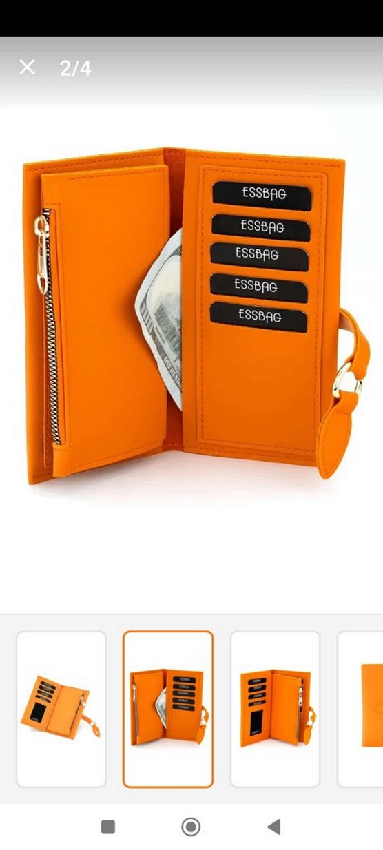 Turuncu Deri Kadın Cüzdanı ESSBAG - Görsel 2