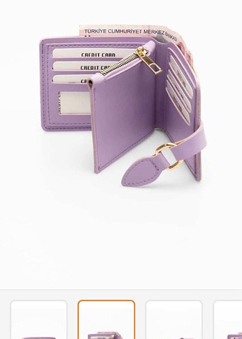 Mor Deri Kadın Cüzdanı Tokalı - Görsel 5