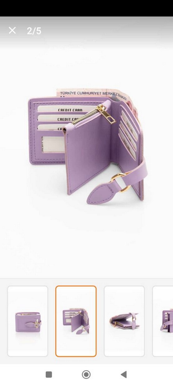 Mor Deri Kadın Cüzdanı Tokalı - Görsel 5