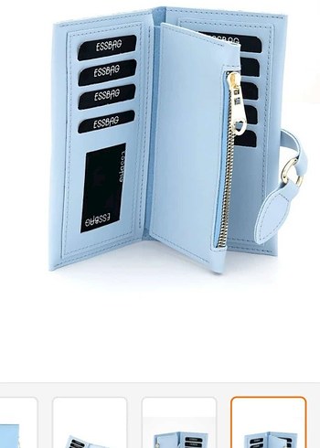 Pastel Mavi Deri Fermuarlı Kadın Cüzdanı - Görsel 3