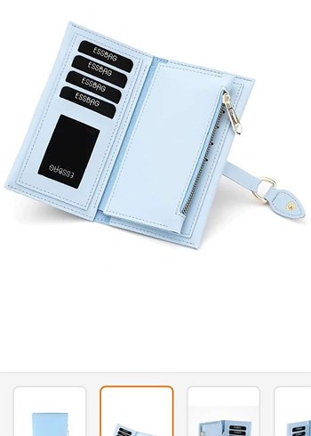 Pastel Mavi Deri Fermuarlı Kadın Cüzdanı - Görsel 2